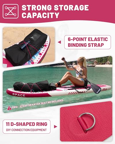Hawaii Pink 11' x 34" x 6" Inflatable Stand Up Paddle Board for Adults