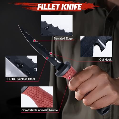 Goture Fish Fillet Knife Set - 11PCS Fishing Tool Kit with Storage Bag & Accessories