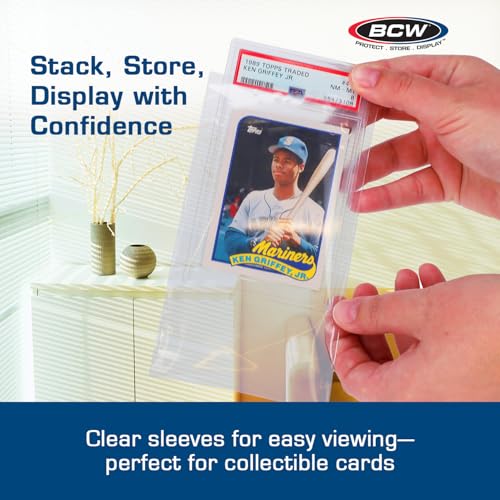 BCW Resealable Graded Card Sleeves 3¾ x 5½ Inch Pack of 200 - Compatible with PSA & BGS