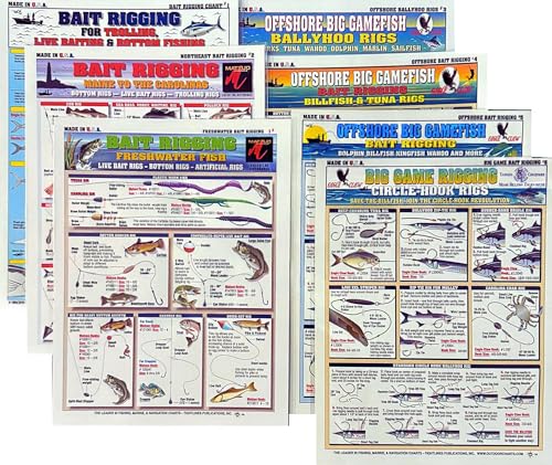 Waterproof Fishing Rigging Chart Set - Beginners Guide for Freshwater & Saltwater