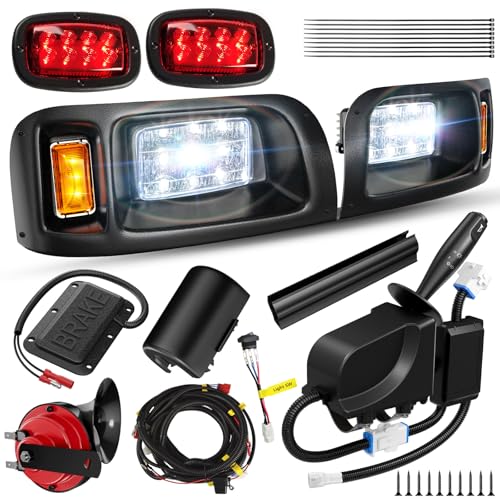 12V LED Golf Cart Headlight Taillight Kit for Club Car DS 1993-UP - Street Legal with Turn Signal Horn Wiring