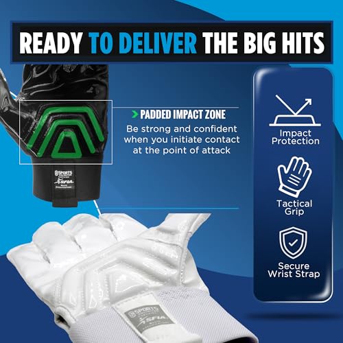 Men's White Football Lineman Gloves Max Clash Apex Padding Large