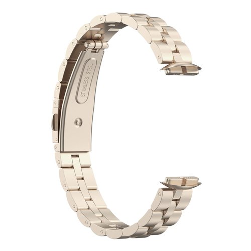 FitTurn Bands Compatible with Fitbit Luxe Metal Stainless Steel Watch Band Replacement Classic Durable Solid Link Accessory Buckle Metal Strap Wrist Band for Luxe Fitness Wellness Tracker-Champagne gold