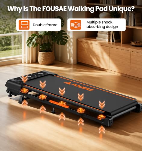 Walking Pad Treadmill for Home with 6.2 MPH Speed & 10% Incline - Black-Orange