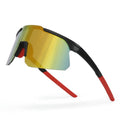 Sumato Cycling Sunglasses for Men Women Sports Sunglasses UV400 for Baseball, Running, Fishing, Driving, Bike, Lightweight Tr90 (Black Frame with Red lens)