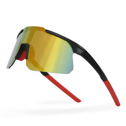 Sumato Cycling Sunglasses for Men Women Sports Sunglasses UV400 for Baseball, Running, Fishing, Driving, Bike, Lightweight Tr90 (Black Frame with Red lens)