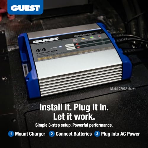 Guest ChargePro 8A 2 Bank Waterproof Battery Charger - Marine Grade, Dual Bank