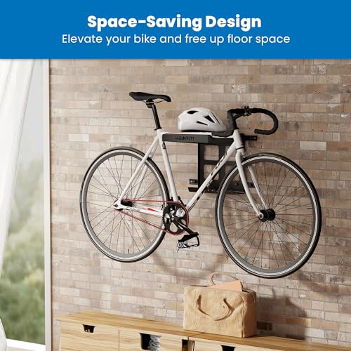 Black Mount-It! Wall Bike Rack with Shelf & Hooks for Indoor Storage