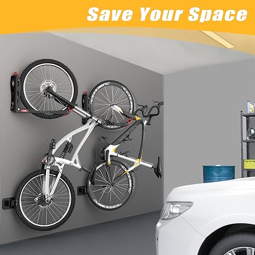 TORACK Wall Mount Bike Rack 2.4" No Lifting Swivel Bicycle Holder, Black 1-Pack