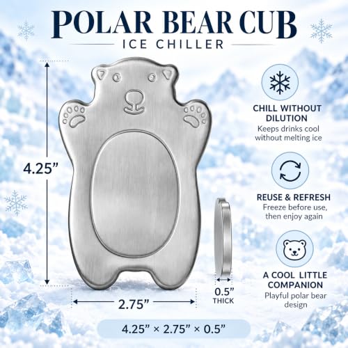 Stainless Steel Polar Bear Ice Packs Set of 2 - Food Safe, Reusable Lunch Cooler