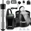 WADEO Portable Camping Shower with Heater, LED Display, 5 Gal Foldable Bucket, 4 Spray Modes