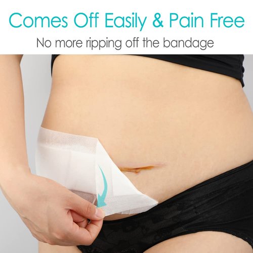 10 Pcs C-Section Incision Adhesive Island Dressing 4"x10" Bandage Breathable Bordered Gauze Pads for Post Abdominal Surgery Hysterectomy Tummy Tuck Recovery Wounds Cover Women Patients