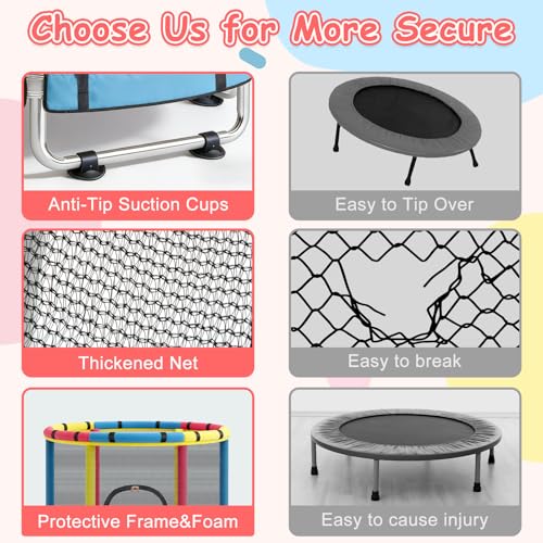 47-Inch Kids Indoor and Outdoor Trampoline for Toddlers ages 1-8