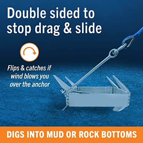 Better Boat 19 lbs Folding Box Anchor for Boats - Hot Dip Galvanized, Double Sided