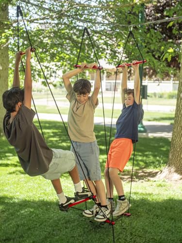 Slackers Deluxe Ninjaline Kit 56 ft with 9 Obstacles - Outdoor Ninja Warrior Equipment for Kids