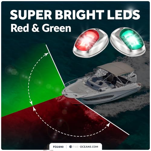 Boat Navigation Lights LED Bow Lights Red and Green Waterproof 12V USCG Certified
