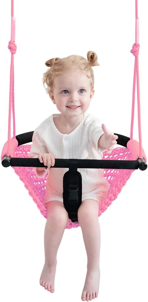 Skiennix 2-in-1 Toddler Swing - Adjustable Heavy-Duty Seat for Indoor/Outdoor Use | Pink