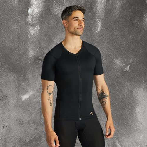 Tommie Copper Men's X-Large Short Sleeve Compression Shirt with Front Zipper - Black