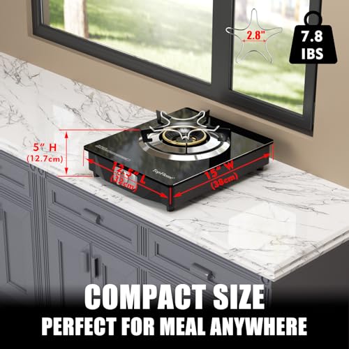 TopFleme 1 Burner Propane Stove Black 13,600 BTU Outdoor Camping Cooker with Auto-Ignition