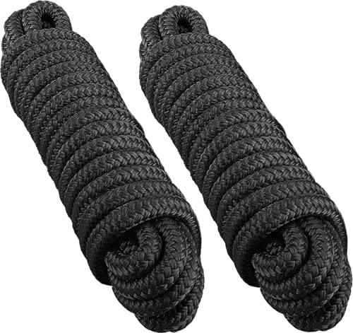 2 Pack Heavy Duty 3/4" x 50ft Nylon Boat Dock Lines with Loops - Marine-Grade Mooring Ropes
