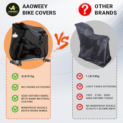 Waterproof Exercise Bike Cover for Indoor & Outdoor Use - All Weather Upright Bike Protector with Air Vent, Windproof Buckles