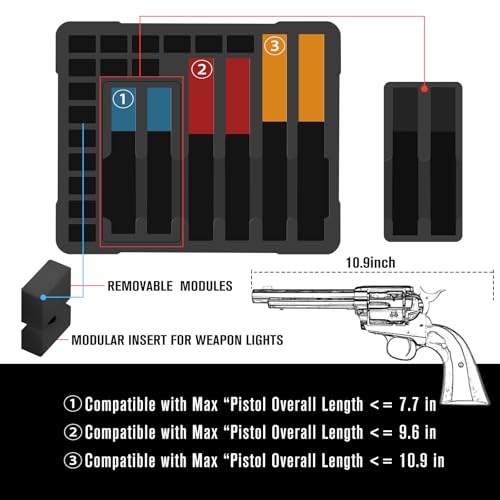 6 Pistol & 16 Magazine Gun Case with Lock - Modular Storage for Multiple Firearms