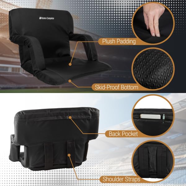 2-Pack Portable Bleacher Stadium Chairs with Back Support & Reclining, Armrests