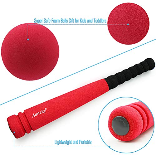 Mini Foam Baseball Bat and Ball Set for Toddlers - Red Variation, 16.5 Inch