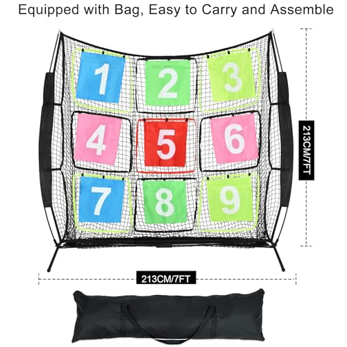 Portable Disc Golf Practice Net with 9 Target Grids for Indoor Outdoor Training