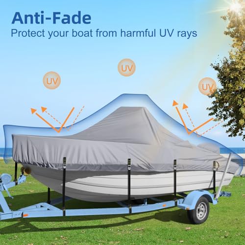 Seapisode Gray Boat Cover for 17-19 FT Center Console with Motor & Metal Buckles