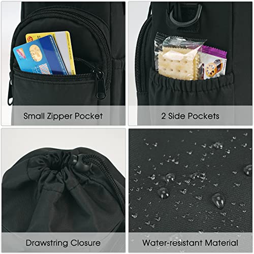 Black Insulated Crossbody Water Bottle Sling Bag with Phone Pocket - 40oz