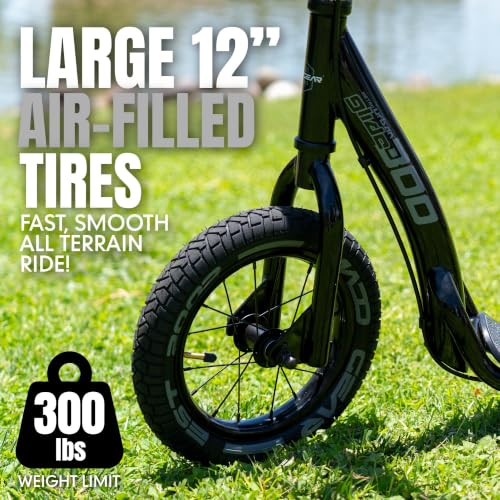 Madd Gear Large Kick Scooter for Adults & Teens Black/Grey | 12" Air Tires, Tall Handlebar, 300 lbs Capacity