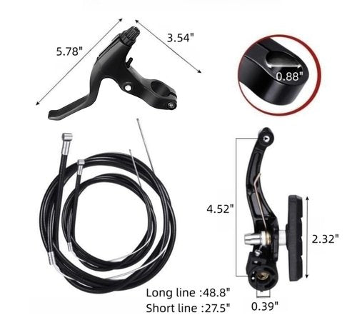 DISIWENE Complete V-Type Bike Brake Set, Front and Rear Bike MTB Brake Inner and Outer Cables and Lever Kit Includes Calipers Levers Cables