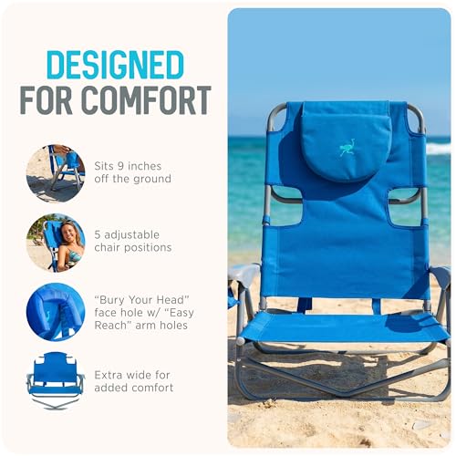 Blue Heavy-Duty Backpacker Outdoor Beach Chair - Portable & Adjustable Recline