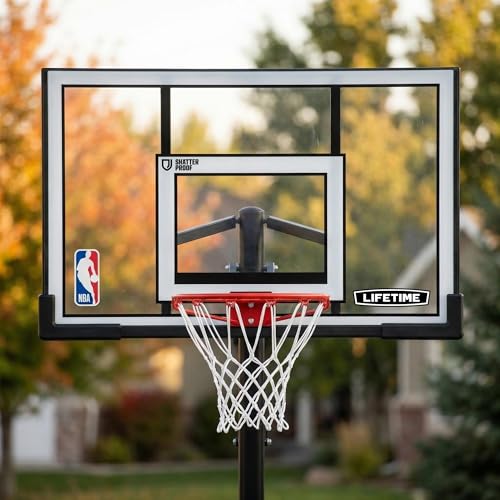 NBA Portable Basketball Hoop with 54-Inch Shatterproof Backboard and Adjustable Height - Black+NBA
