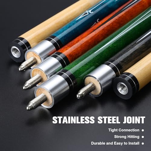 Set of 4 58-Inch Maple Billiard Pool Cues for Adults with 13mm Tips