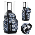 Blue Camo Rolling Baseball Bag 60L with Wheels Holds 4 Bats & Shoes Youth Equipment