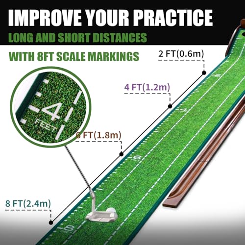 Indoor & Outdoor Golf Putting Mat with Auto Ball Return - Brownish Green