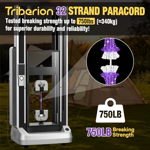 Reflective Paracord Rope 750 lb - 1000ft Heavy Duty Camping & Survival Cord - Purple