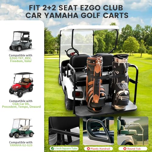 Adjustable Golf Cart Bag Holder for EZGO Club Car Yamaha 2+2 Rear Seat