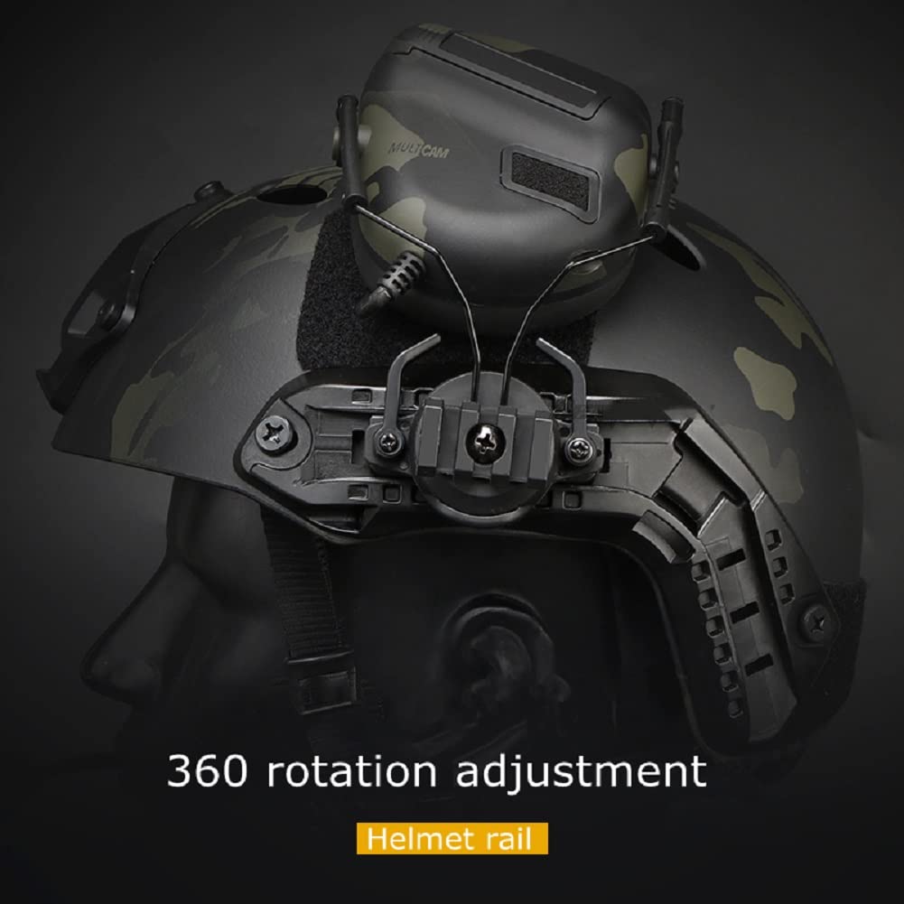 Tactical Helmet Accessories Military Adjustable Headset Bracket ARC Rail Adapter for Outdoor Sport Airsoft Paintball (Black)