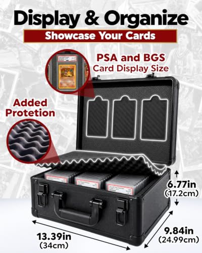 3-Row Card Storage Case with Foam Protection for PSA & Graded Cards