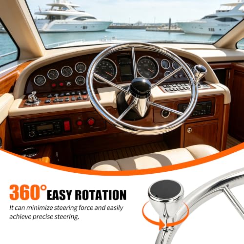 Silver 15.5 Inch Boat Steering Wheel with 5-Spoke Stainless Steel Design - Universal Fit
