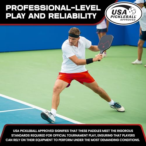 Carbon Fiber Pickleball Paddle Set with 4 Balls & Carry Bag – USAPA Approved, T700 Core
