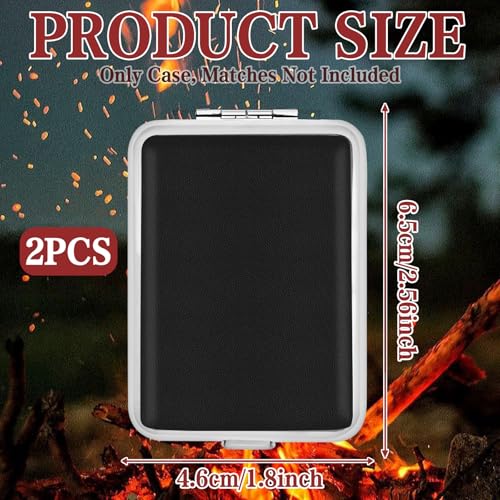 2Pcs Metal Match Box Case with Friction Plate Portable Reusable Stainless Steel