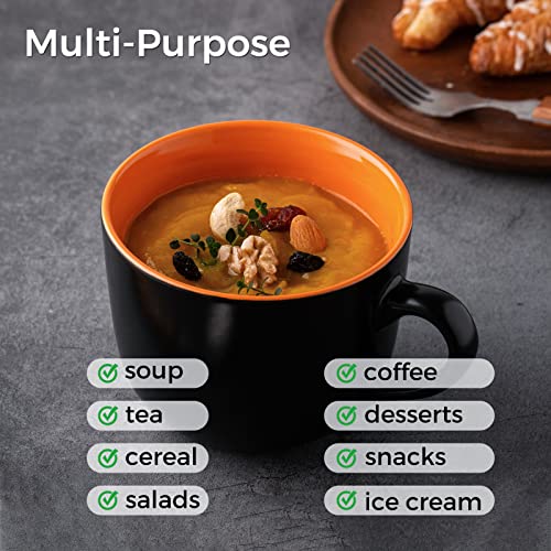 GBhome Jumbo Soup Mug Set of 4 with Handles - 24 Oz Large Ceramic Cups, Mix Variation