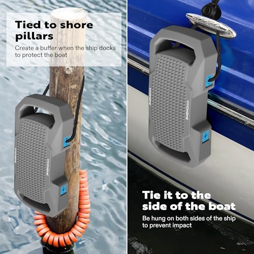 2 Pack Gray EVA Boat Fenders for Docking & Protection, Fits Yachts & Small Boats