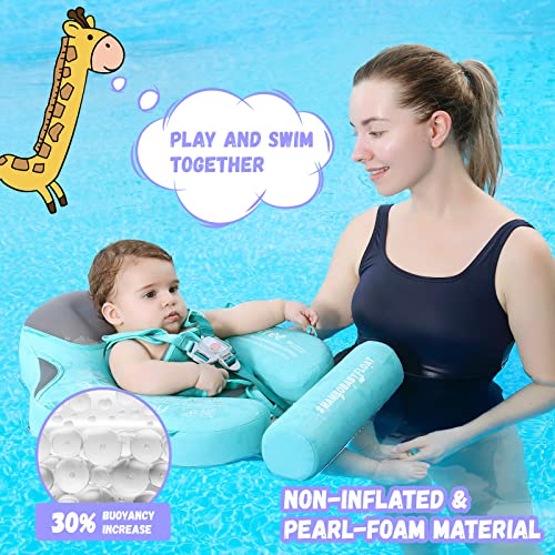 GENTEACO Deluxe Baby Swim Float with Canopy & Tail - Non-Inflatable Toddler Pool Float (Green, 3-24 Months)