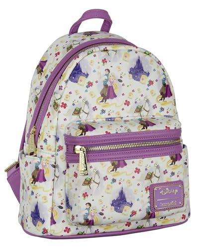 Disney Tangled Mini Backpack - Rapunzel Flynn Maximus All-Over Print, 11-inch Faux Leather