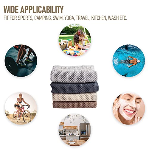 4 Pack Cotton Waffle Pattern Gym Towels - Multi-Color Sports & Fitness Towels